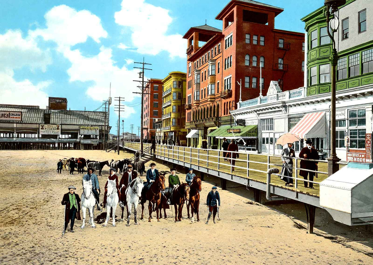 On the Sands, Atlantic City, NJ in 1901 vintage print