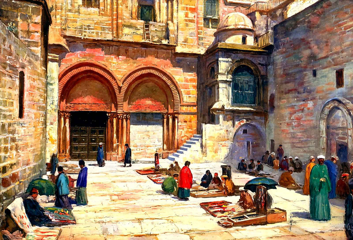 Holy Sepulchre Forecourt, Jerusalem in 1928 art print