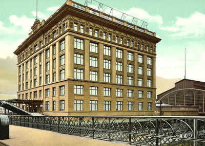 P & Le RR Station, Pittsburgh PA in 1906 vintage print