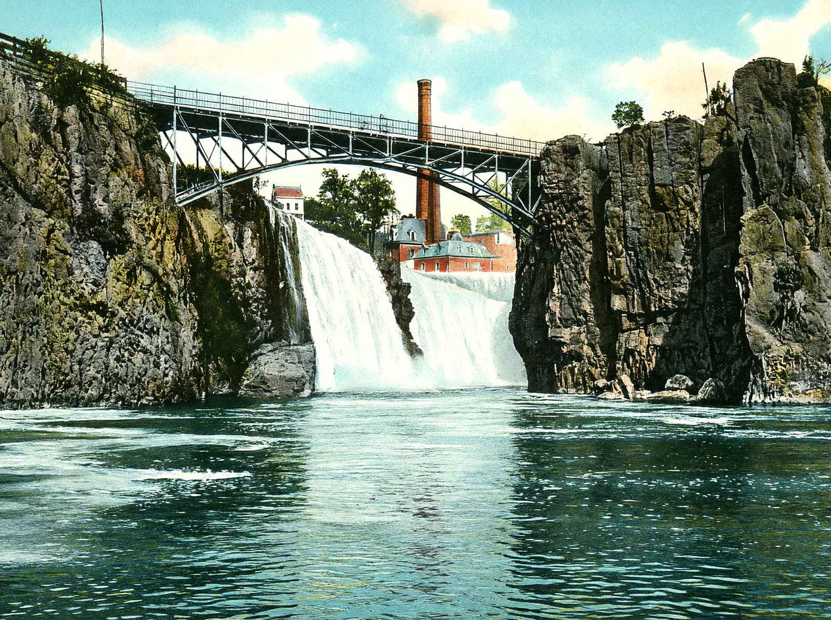 Passaic Falls from the Basin, Paterson, NJ vintage print