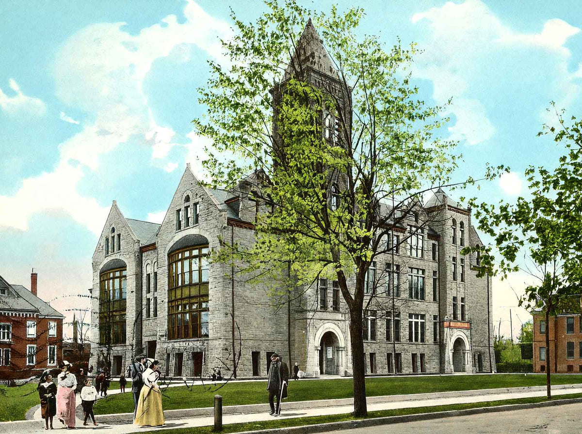 High School, Trenton, NJ in 1905 vintage print