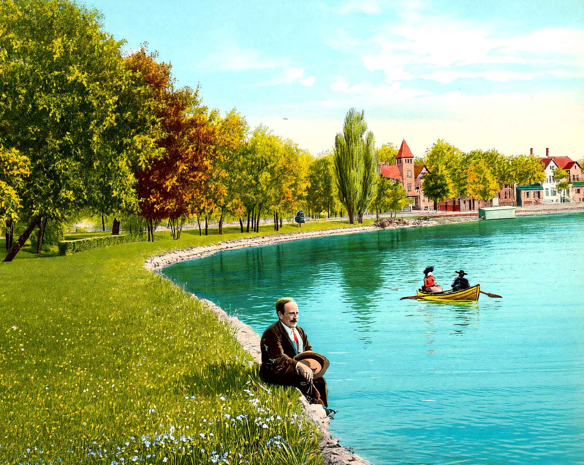 Riverside Park, Neenah, WI in 1908 vintage print