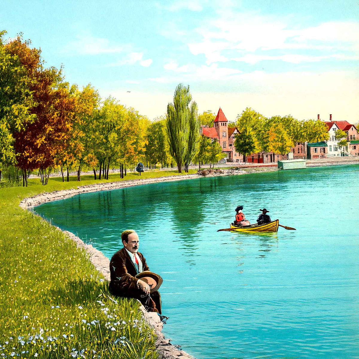 Riverside Park, Neenah, WI in 1908 vintage print