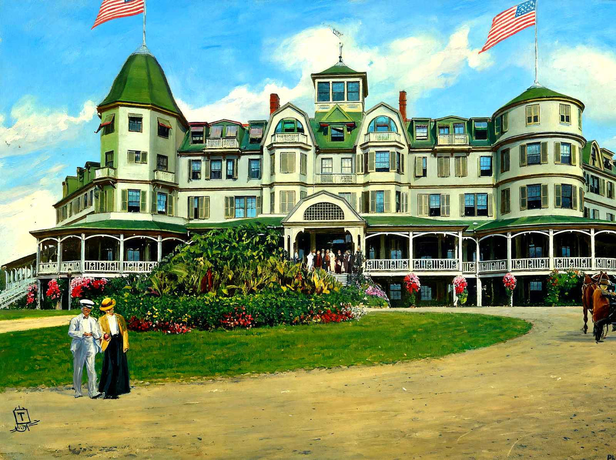 Buena Vista Springs Hotel, PA in 1907 painting