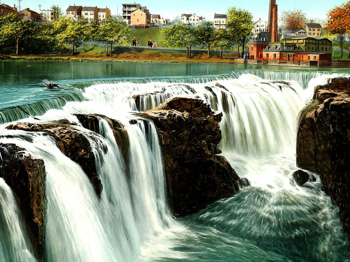 Passaic Falls, Paterson, NJ in 1905 vintage print