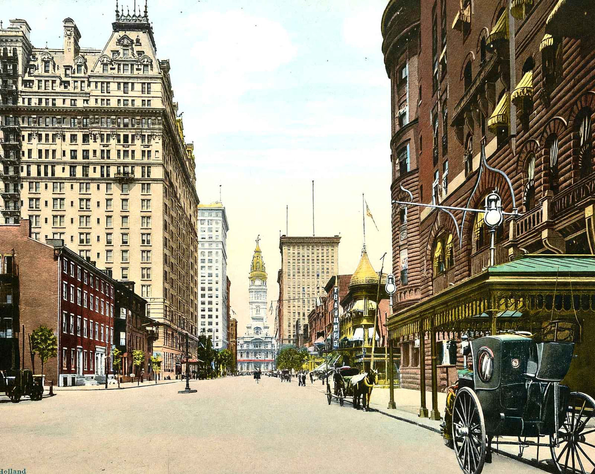 Broad St from Locust St, Philadelphia PA 1906 vintage print