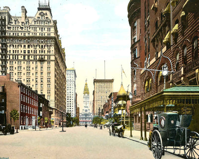 Broad St from Locust St, Philadelphia PA 1906 vintage print