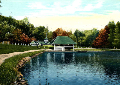 Cascade Park Lake & Boat House, New Castle PA vintage print