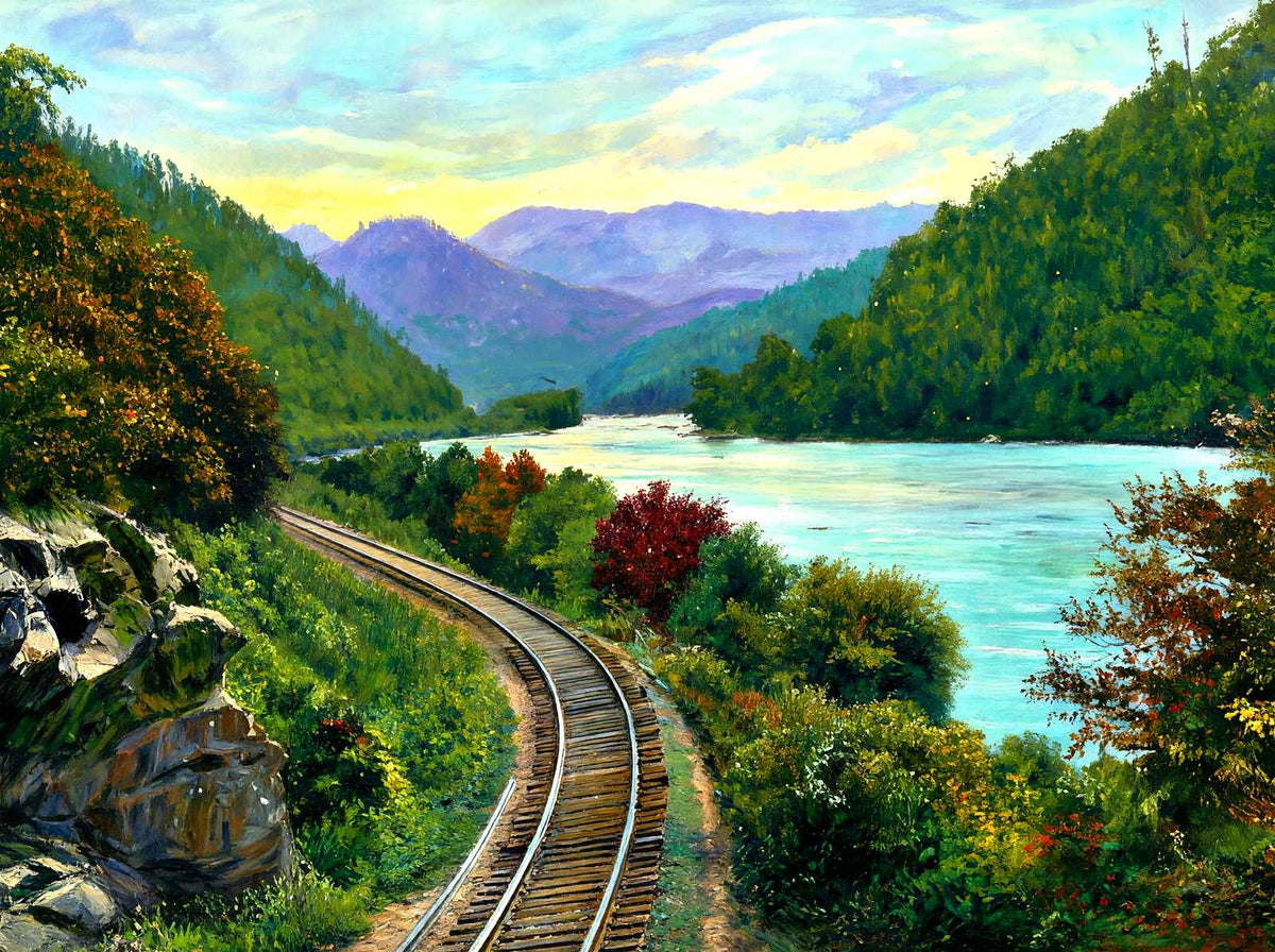 Indian Bluff, French Broad River, Asheville painting