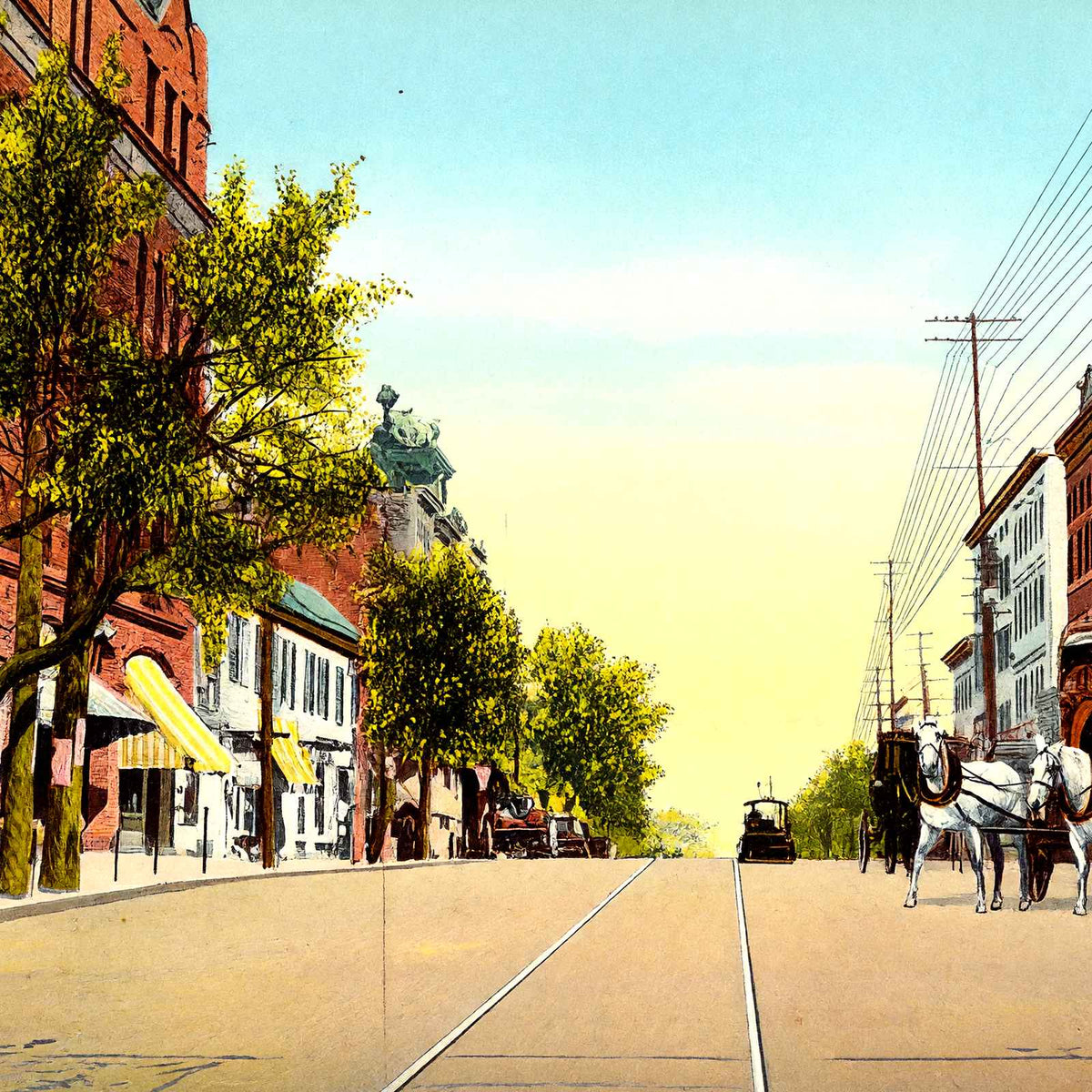 South Main Street, Bethlehem PA in 1912 vintage print