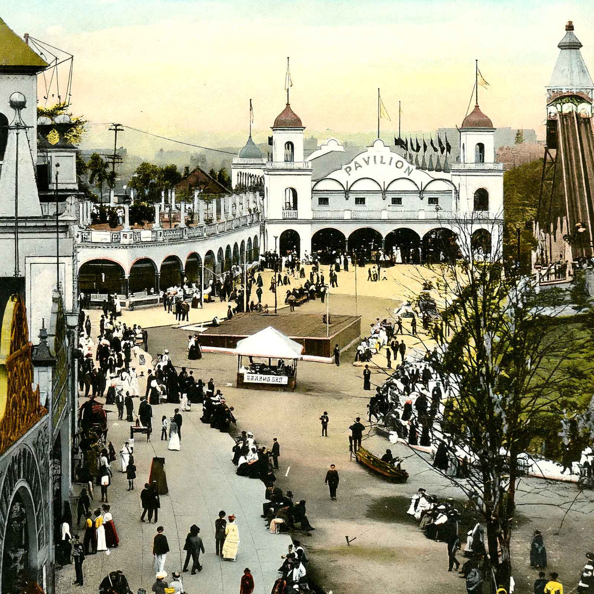 Luna Park Entrance, Pittsburgh PA in 1906 vintage print