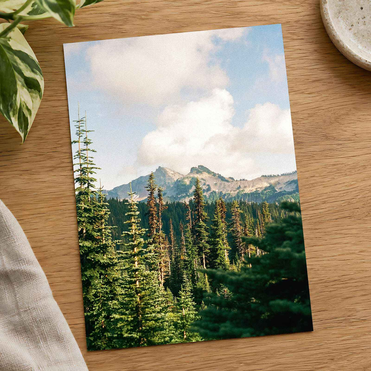 Forest and Mountains under a Cloudy Sky by Hans Photo Print Wall Decor
