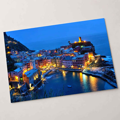 Vernazza Village at Night in Italy Photo Print Wall Decor