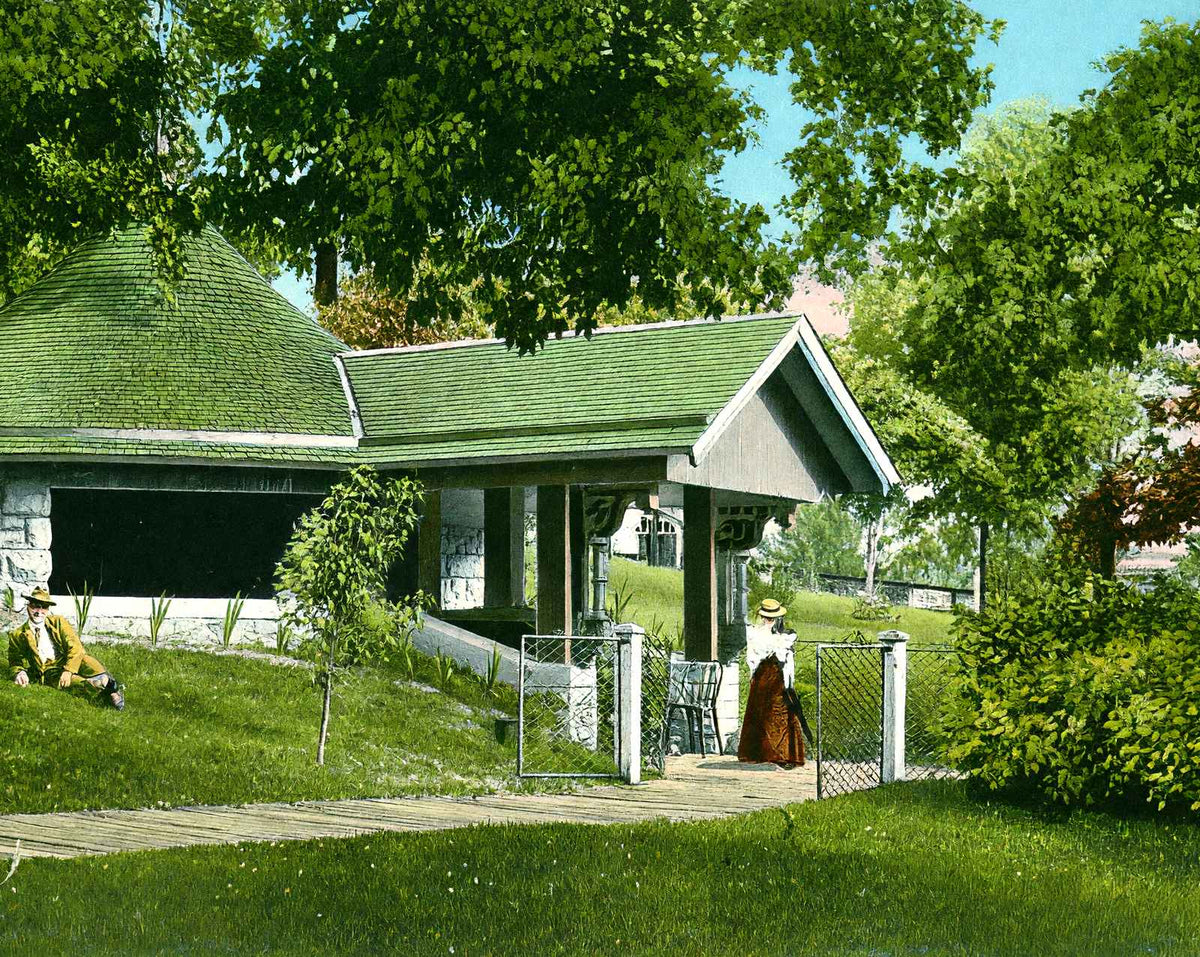 Lithia Spring, Waukesha, WI in 1906 vintage print