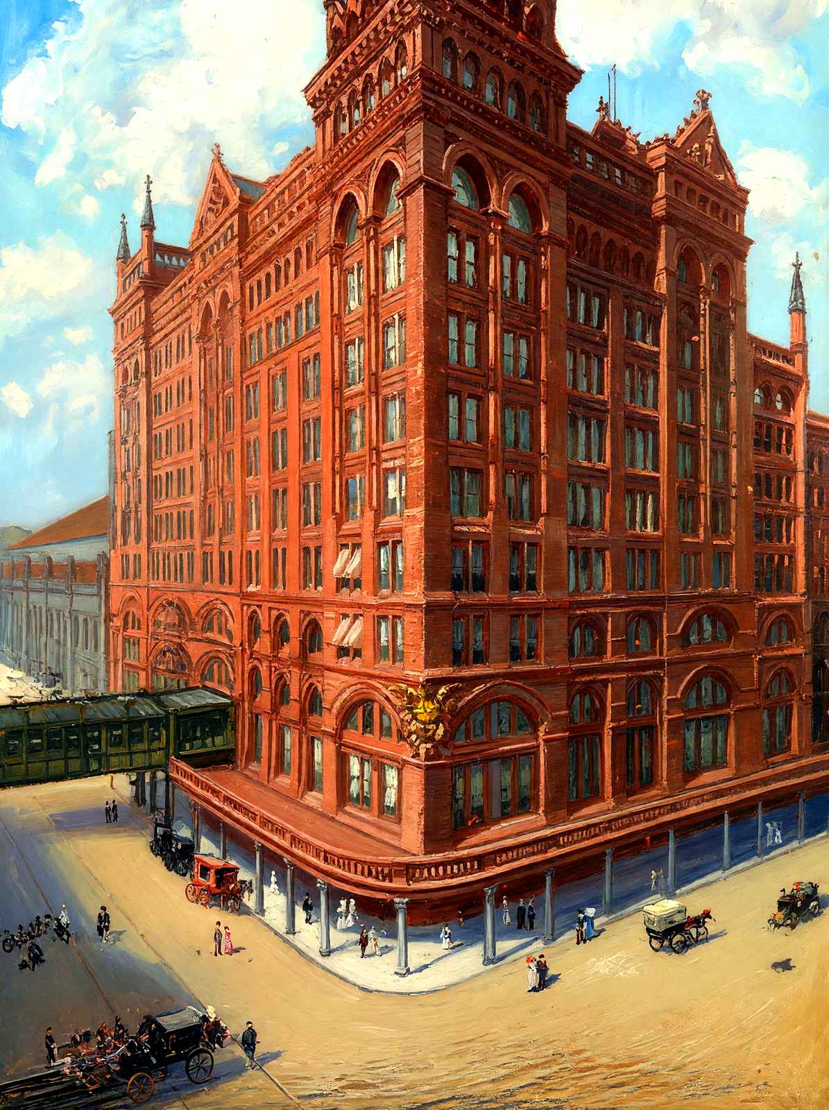 Penn RR Depot, Philadelphia PA in 1906 painting