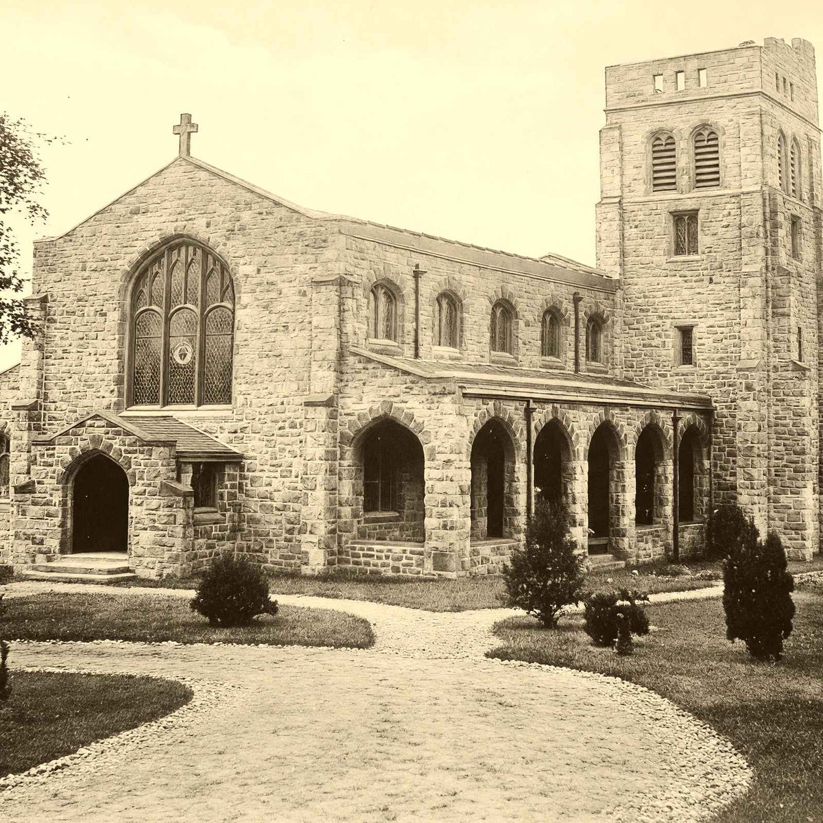 Hill School Chapel, Pottstown, PA in 1904 vintage print