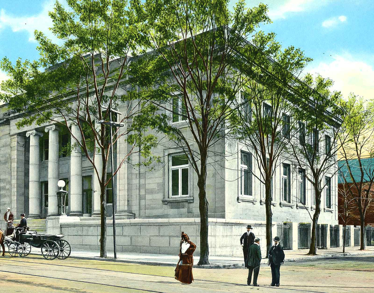 Free Public Library, Paterson, NJ in 1905 vintage print