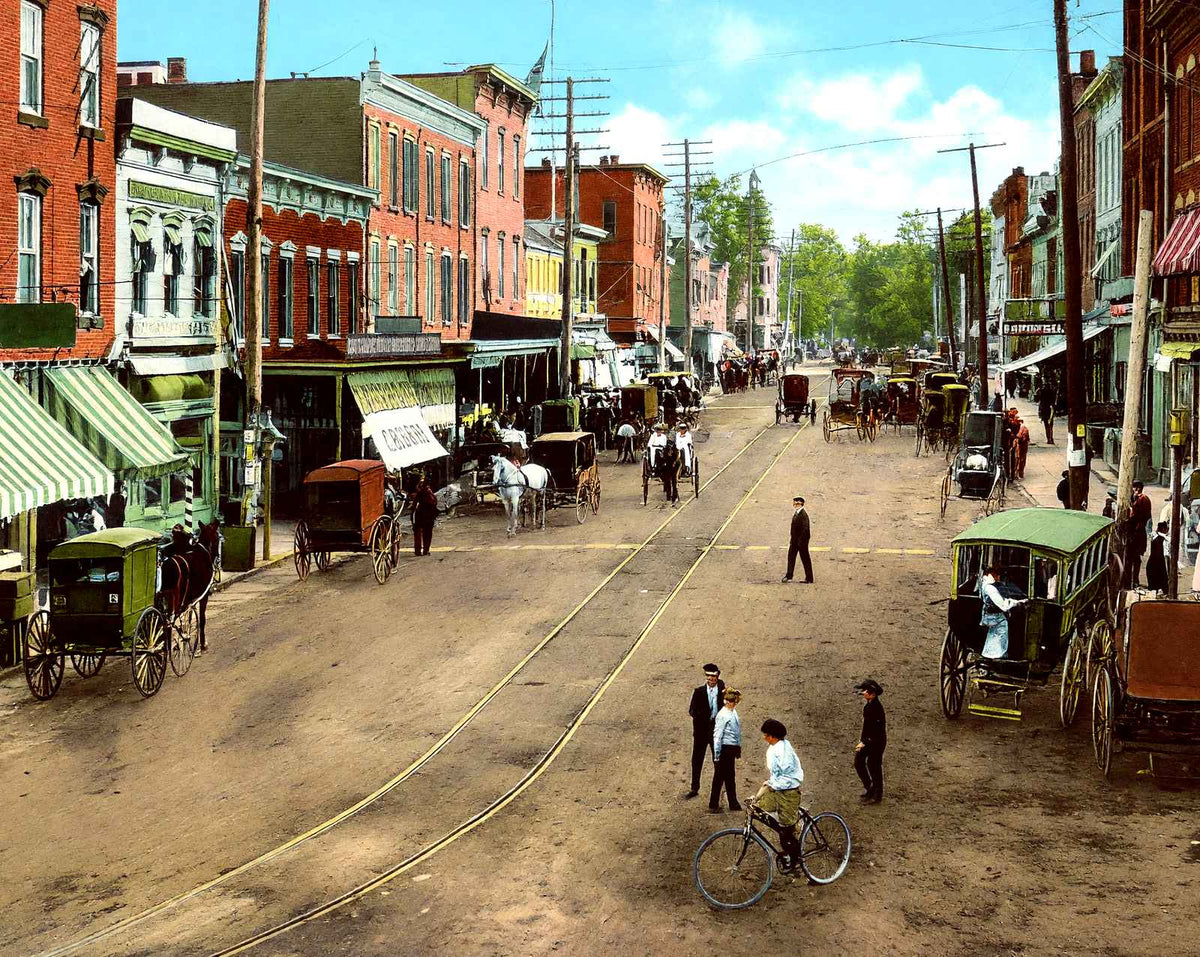 Broad Street, Red Bank, NJ in 1906 vintage print