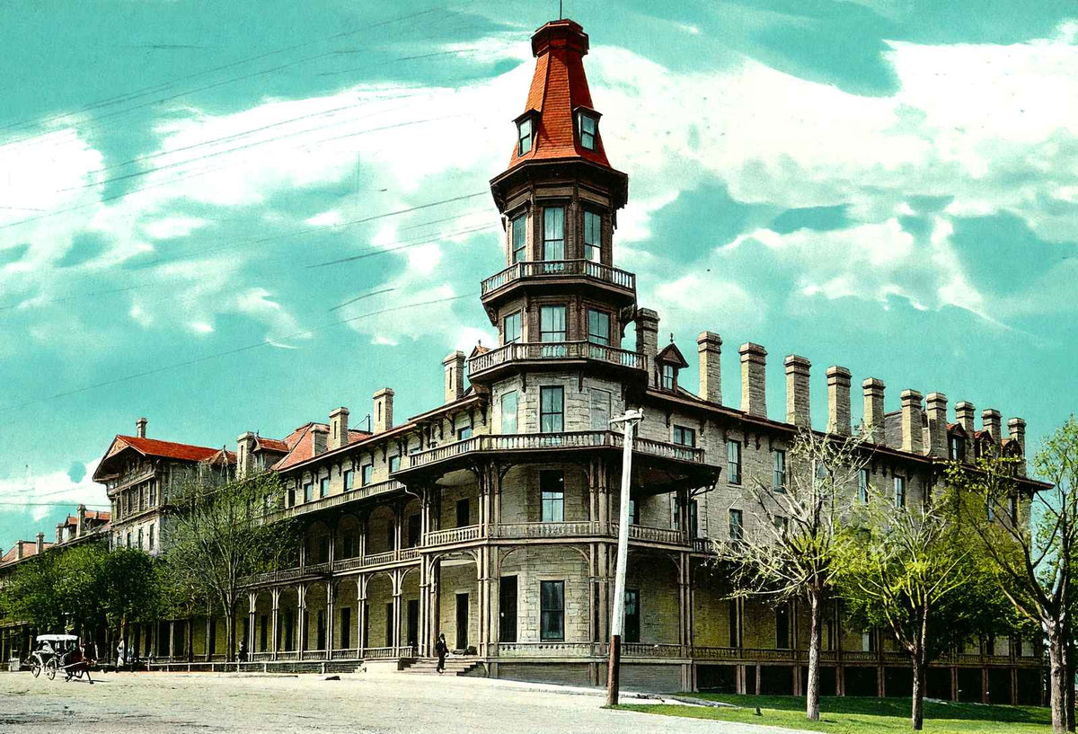 Fountain Spring House, Waukesha, WI in 1906 vintage print