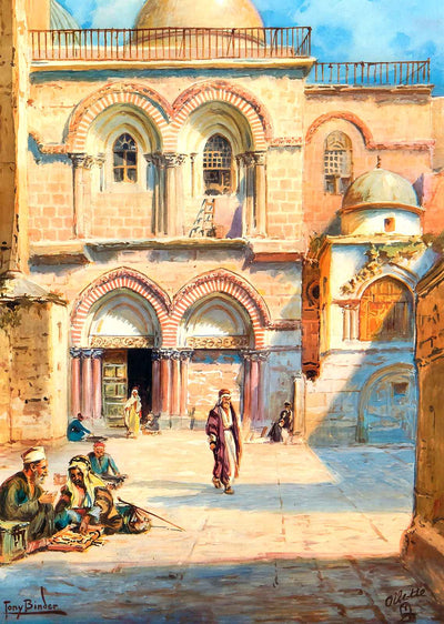Entrance to Holy Sepulchre, Jerusalem painting
