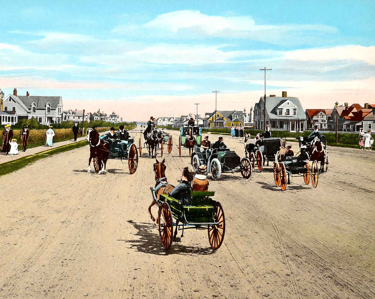 Ocean Avenue, Long Branch, NJ in 1905 vintage print