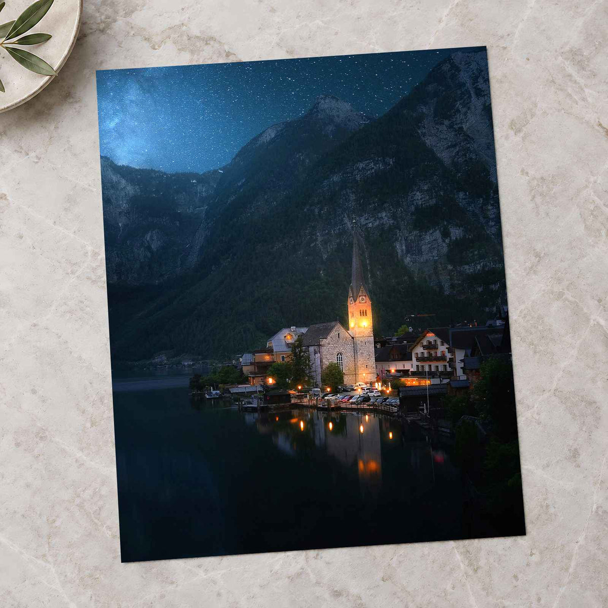 Small Town on Lake in Alps by Enis Can Ceyhan Photo Print Wall Decor