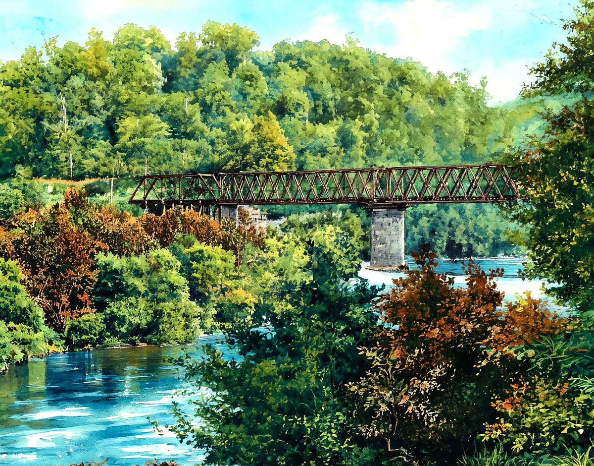 Caney Fork River, Southern Railroad, TN 1908 art print