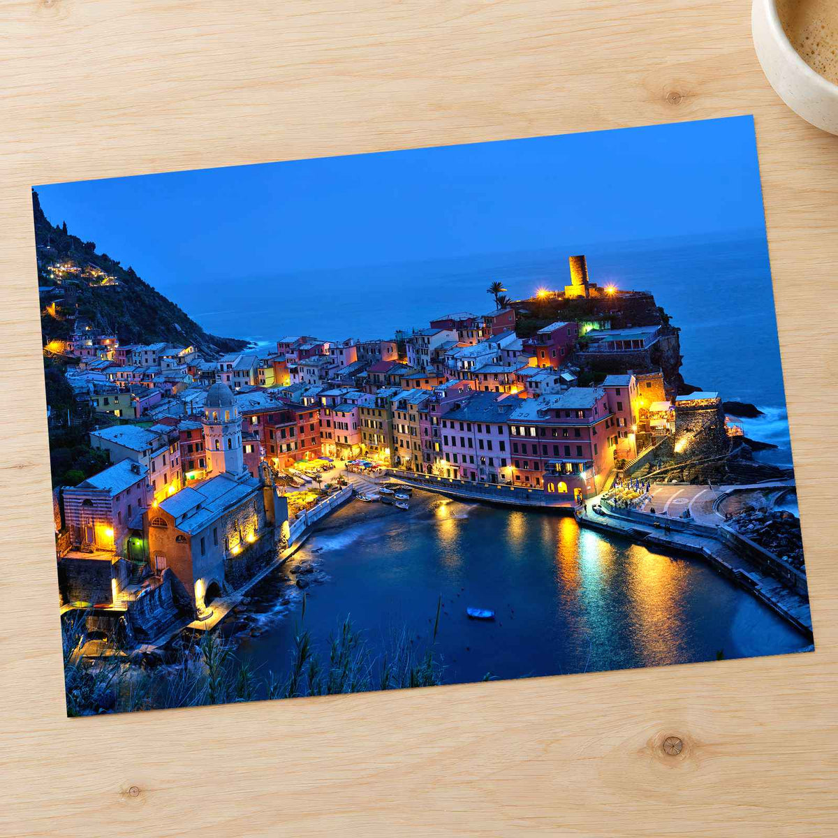 Vernazza Village at Night in Italy Photo Print Wall Decor