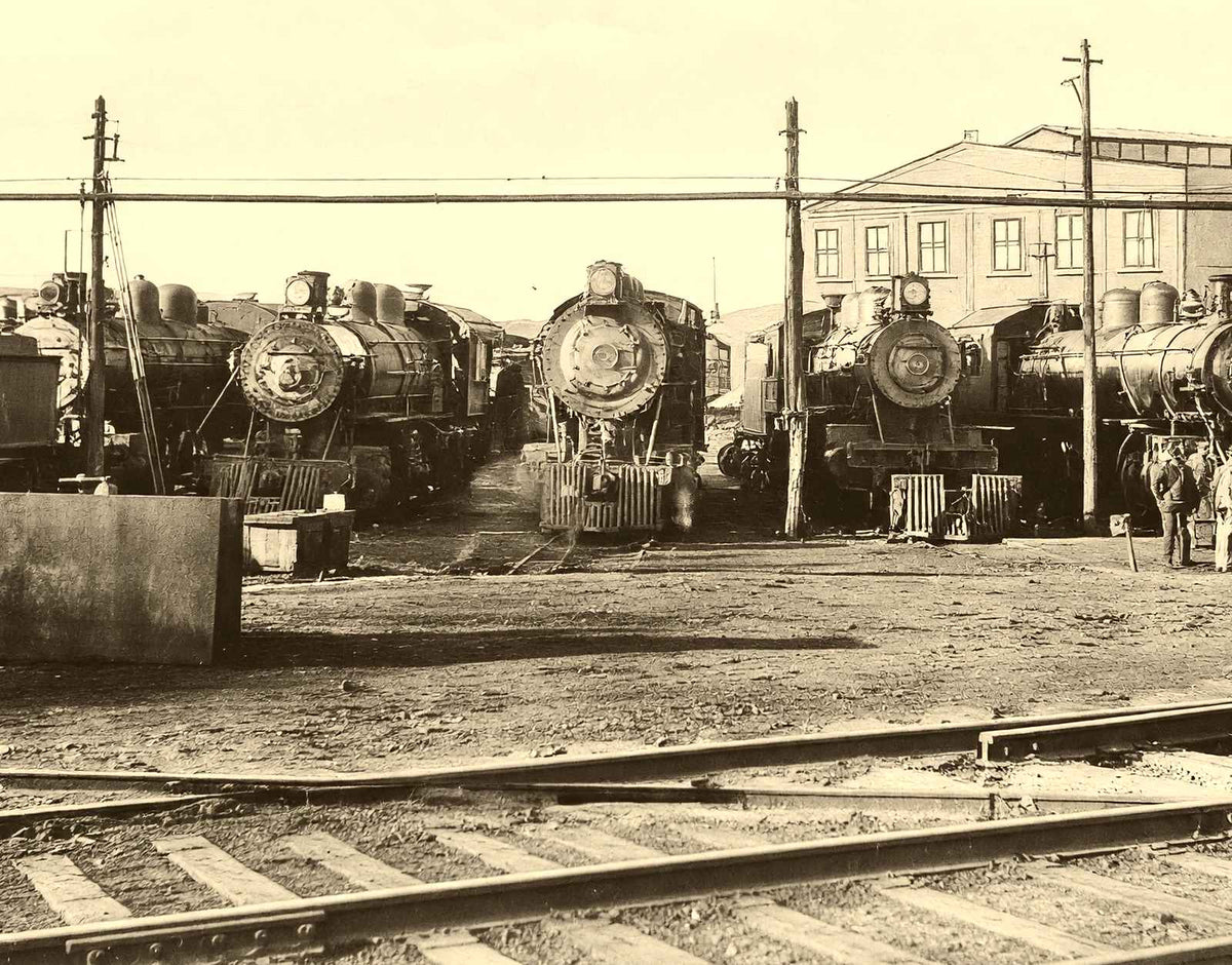 Locomotives in Spencer, NC in 1907 photo print