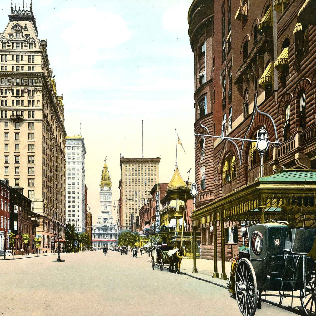 Broad St from Locust St, Philadelphia PA 1906 vintage print