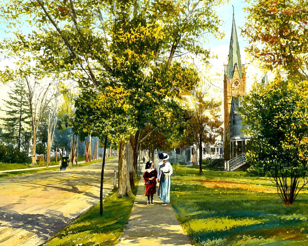 Upper Broad Street, Red Bank, NJ in 1910 art print