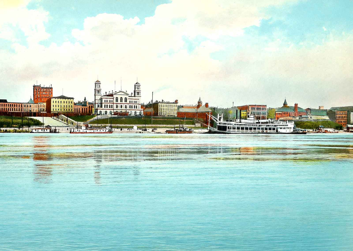 Approaching the Wharf, Memphis, TN in 1905 vintage print