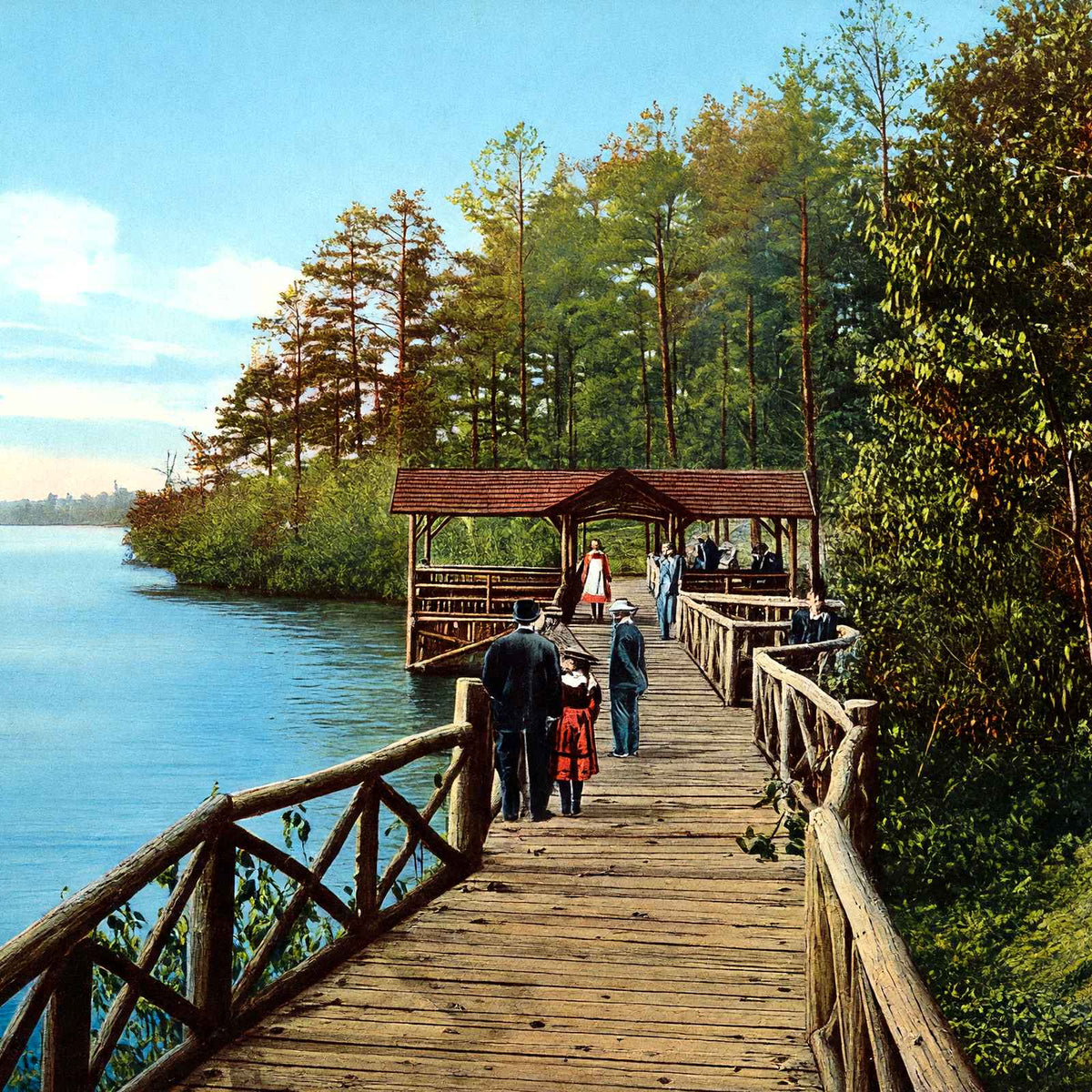 Kissing Bridge, Lakewood, NJ in 1905 vintage print