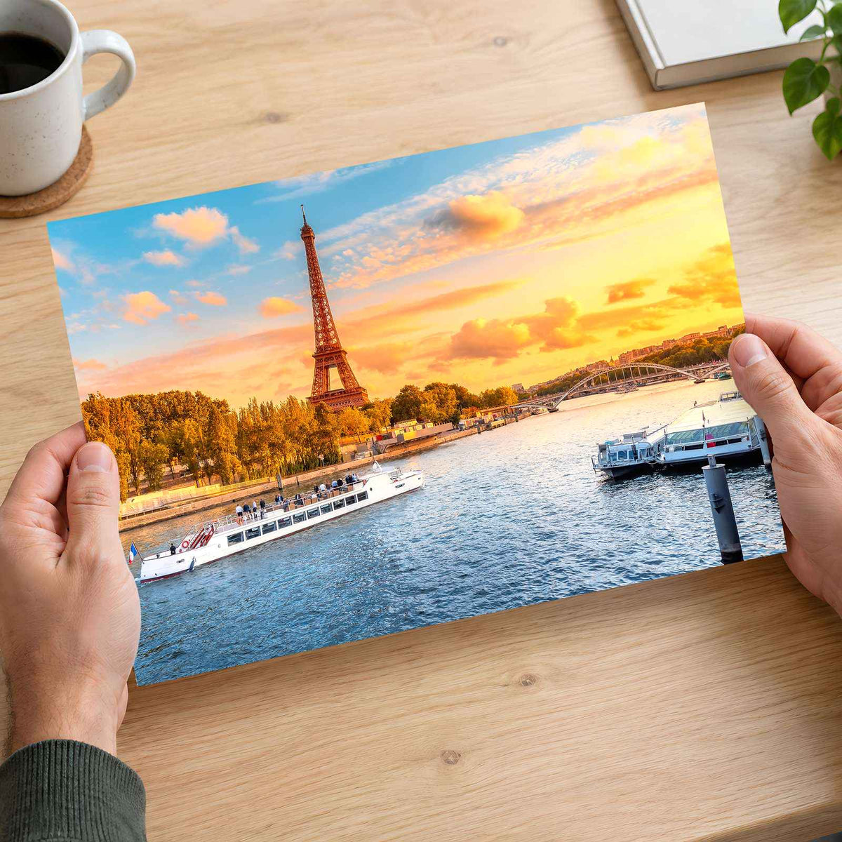 Eiffel Tower and Cruise Ship Photo Print Wall Decor