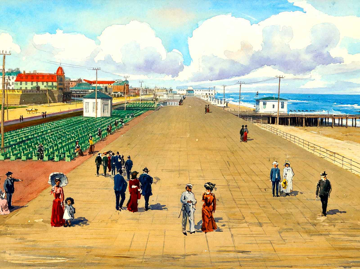 Boardwalk, Asbury Park, NJ in 1905 art print