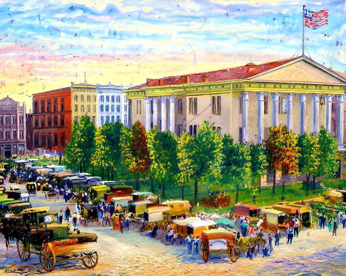 Market Day at Court Square, Nashville, TN art print