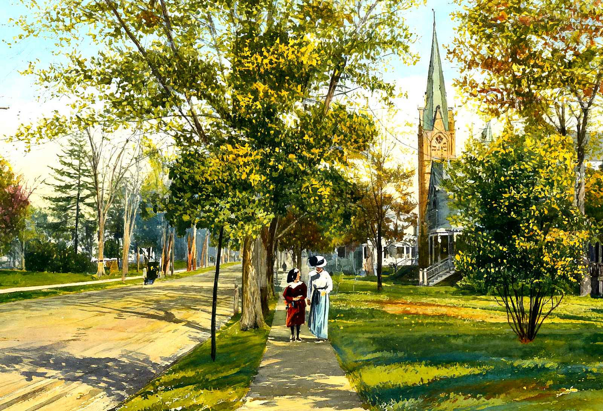Upper Broad Street, Red Bank, NJ in 1910 art print
