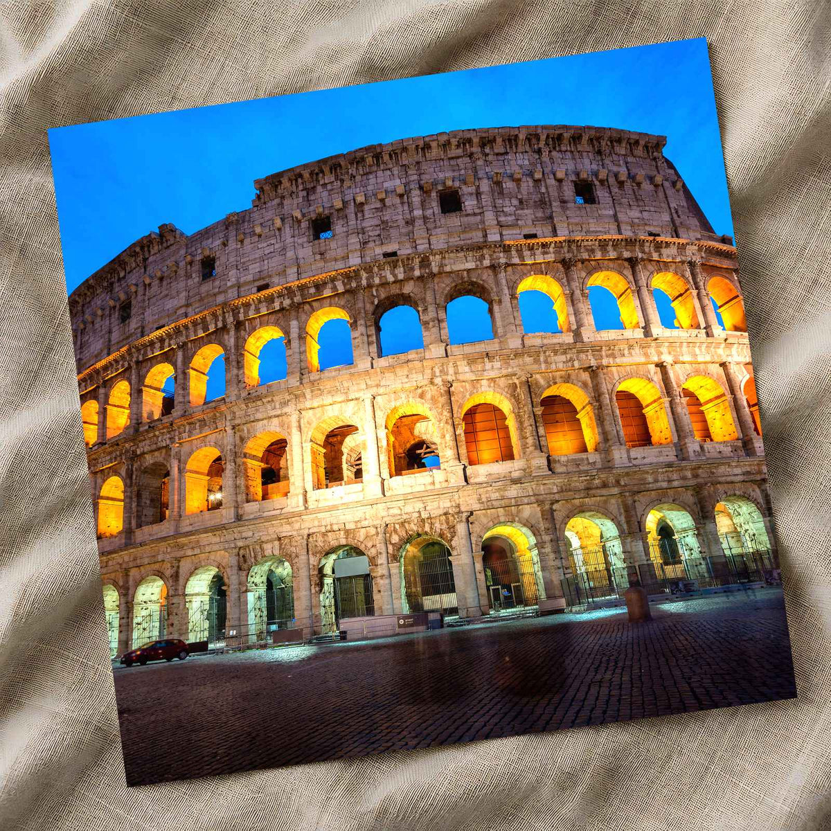 Colosseum Illuminated at Night in Rome Photo Print Wall Decor