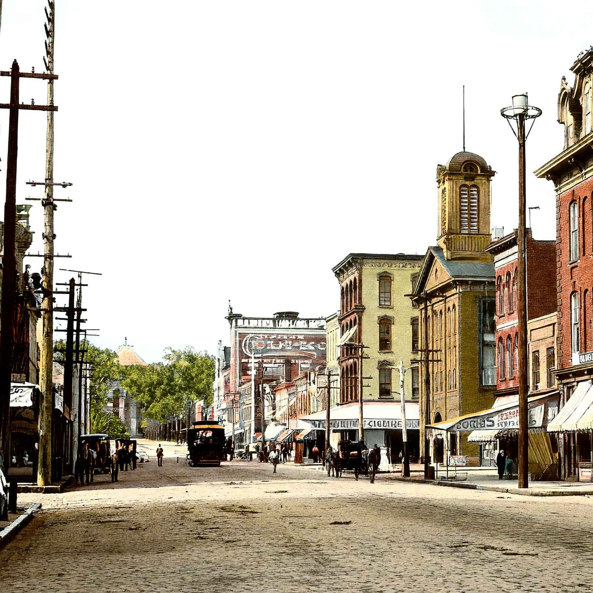 Fayetteville St Toward Capitol, Raleigh, NC vintage print