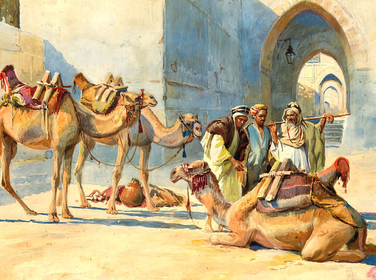 Caravan Resting at the Gate, Jerusalem art print
