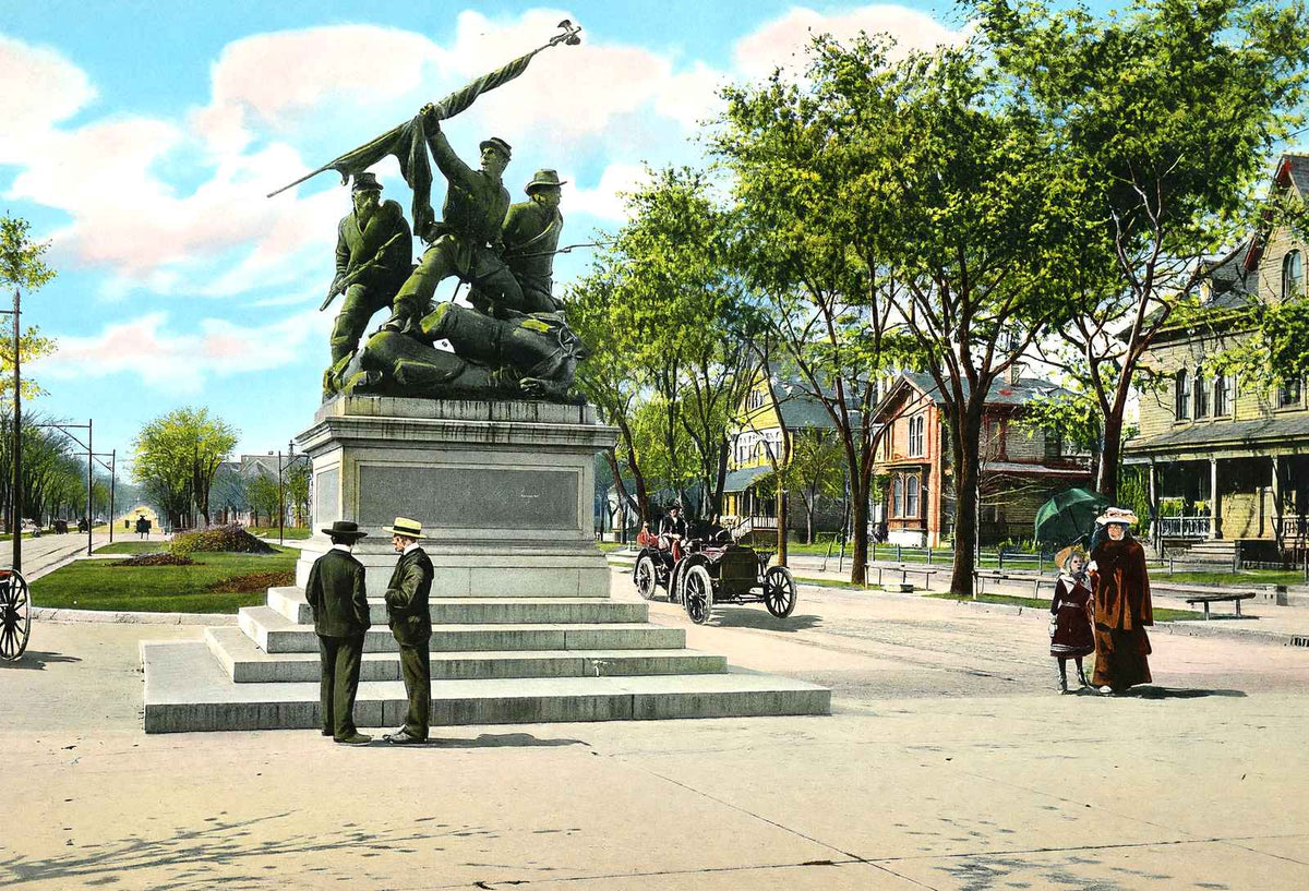 Soldiers Monument, Grand Avenue, Milwaukee vintage print