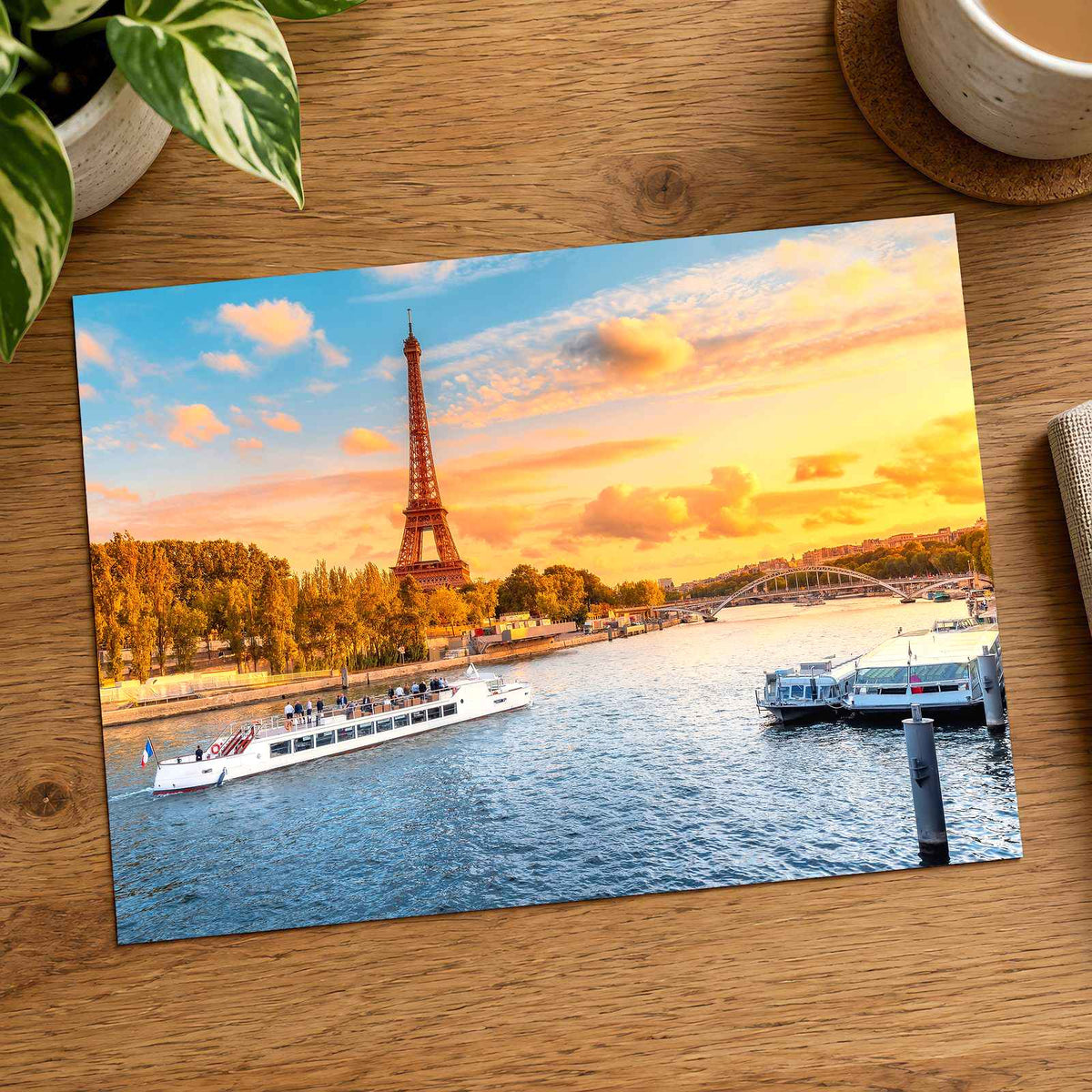 Eiffel Tower and Cruise Ship Photo Print Wall Decor