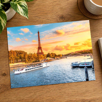 Eiffel Tower and Cruise Ship Photo Print Wall Decor