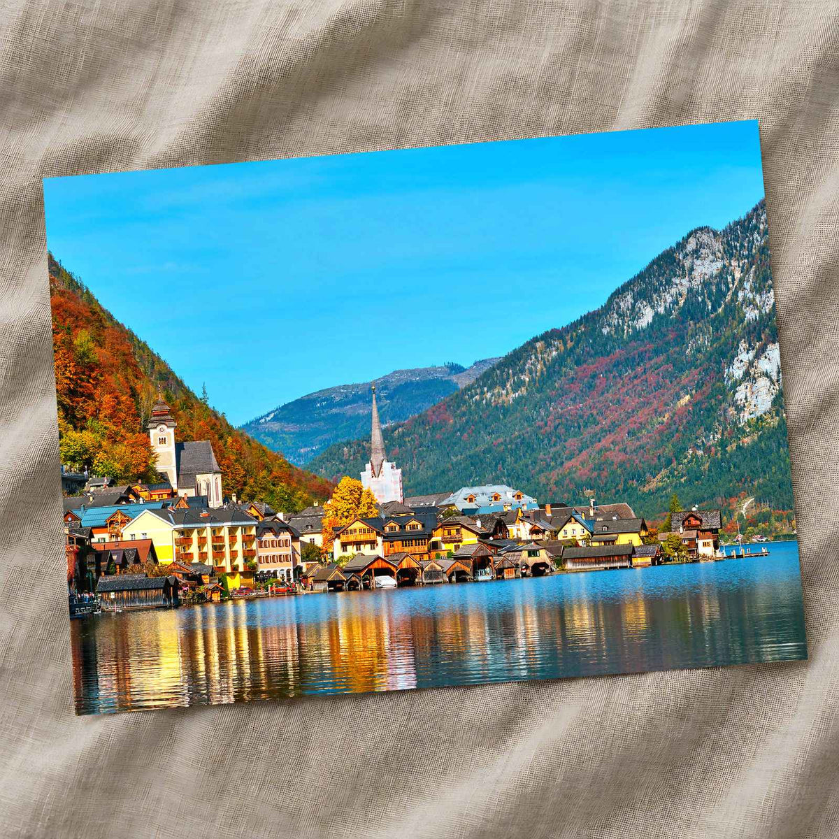 Hallstatt Village, Hallstatter See Lak, Alps Photo Print Wall Decor