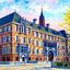 High School, Scranton, PA in 1907 painting