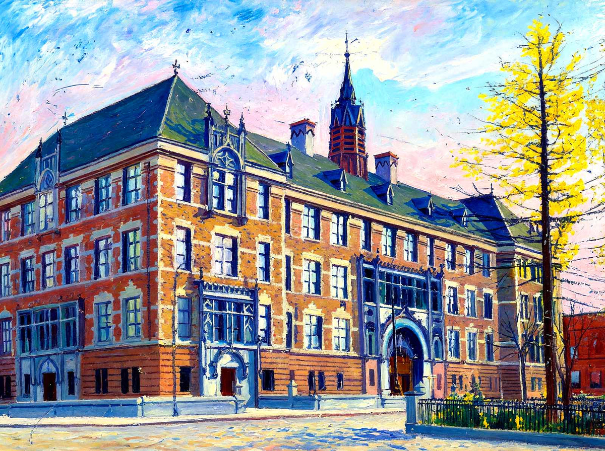 High School, Scranton, PA in 1907 painting