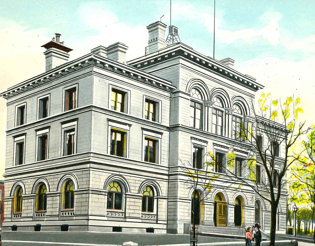 Post Office, Harrisburg PA in 1907 vintage print