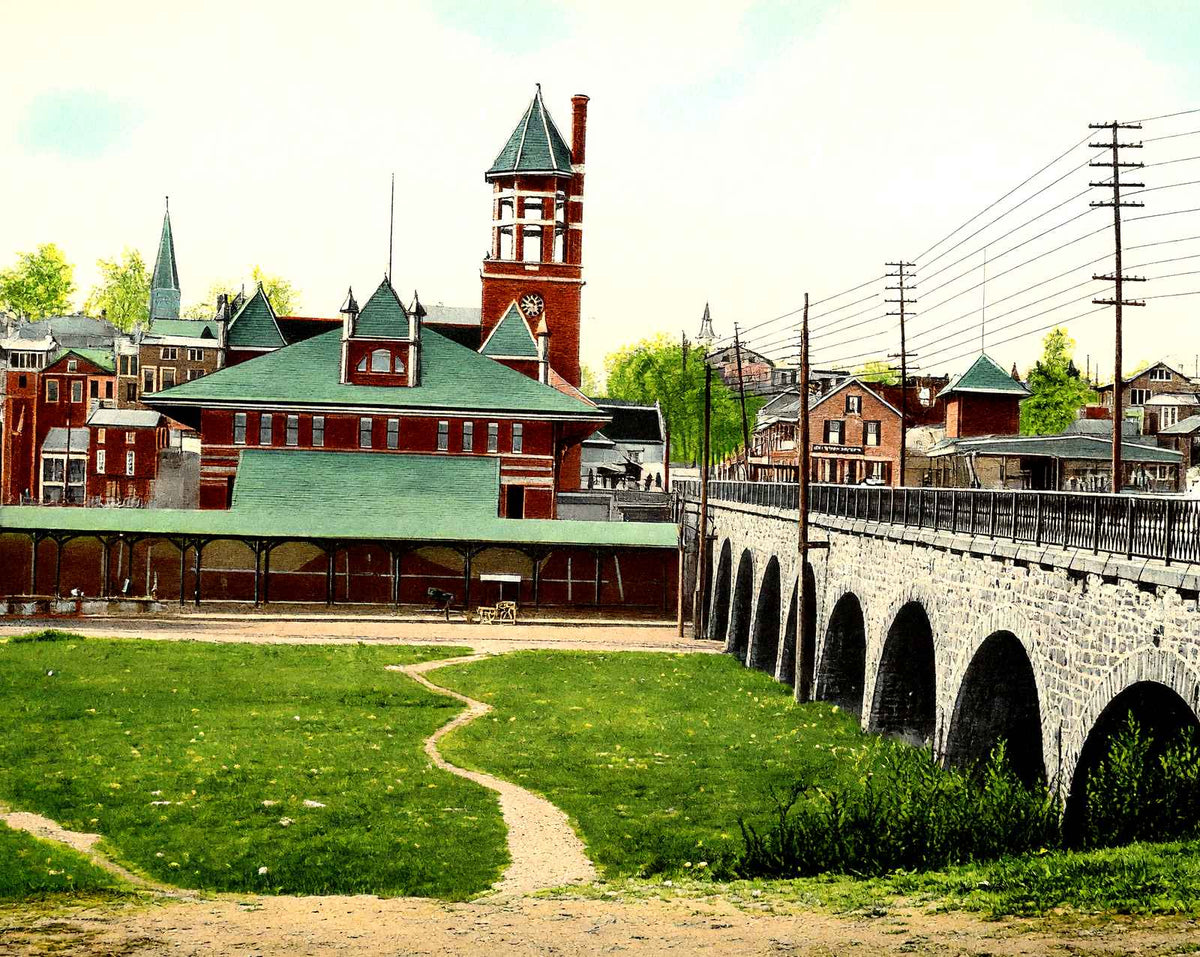 Lehigh Valley Station and Viaduct, Allentown vintage print