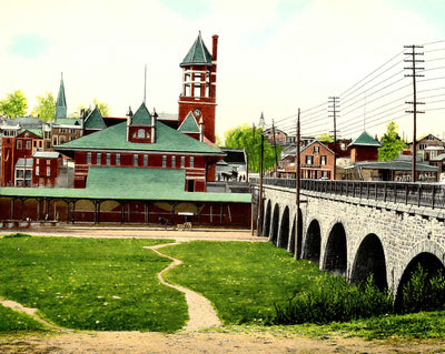Lehigh Valley Station and Viaduct, Allentown vintage print