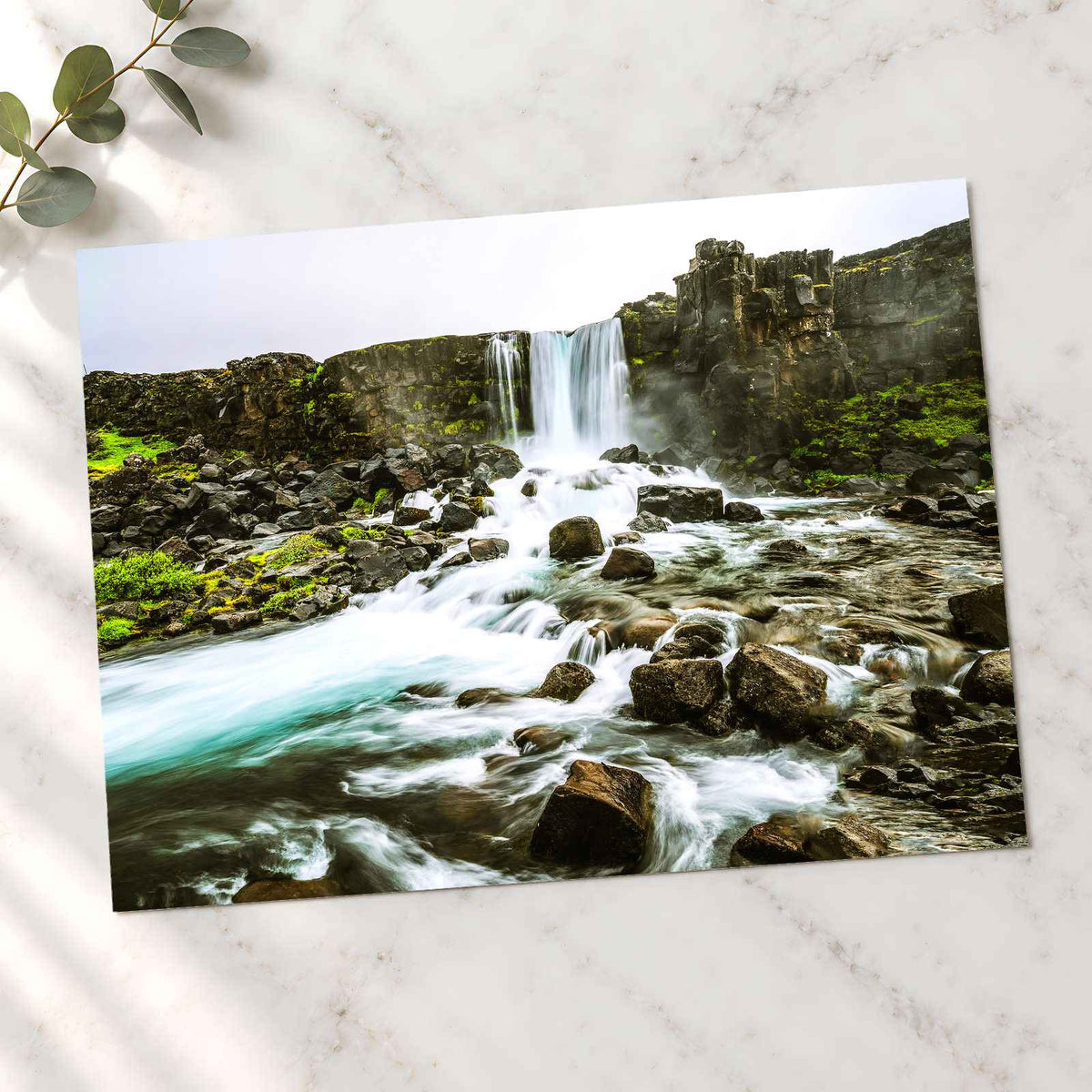 Oxararfoss Waterfall in Iceland Photo Print Wall Decor